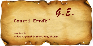 Geszti Ernő névjegykártya
